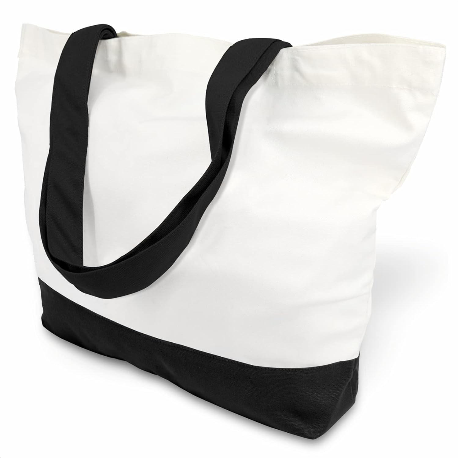 24 pack of 12oz cotton canvas tote bags, two-tone, for crafts and reusable shopping