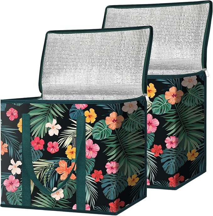 BALEINE 2-Pack insulated reusable grocery bags, collapsible cooler bag