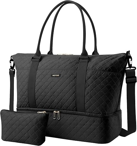 HOTOR travel duffel bag, weekender with shoe compartment and toiletry bag