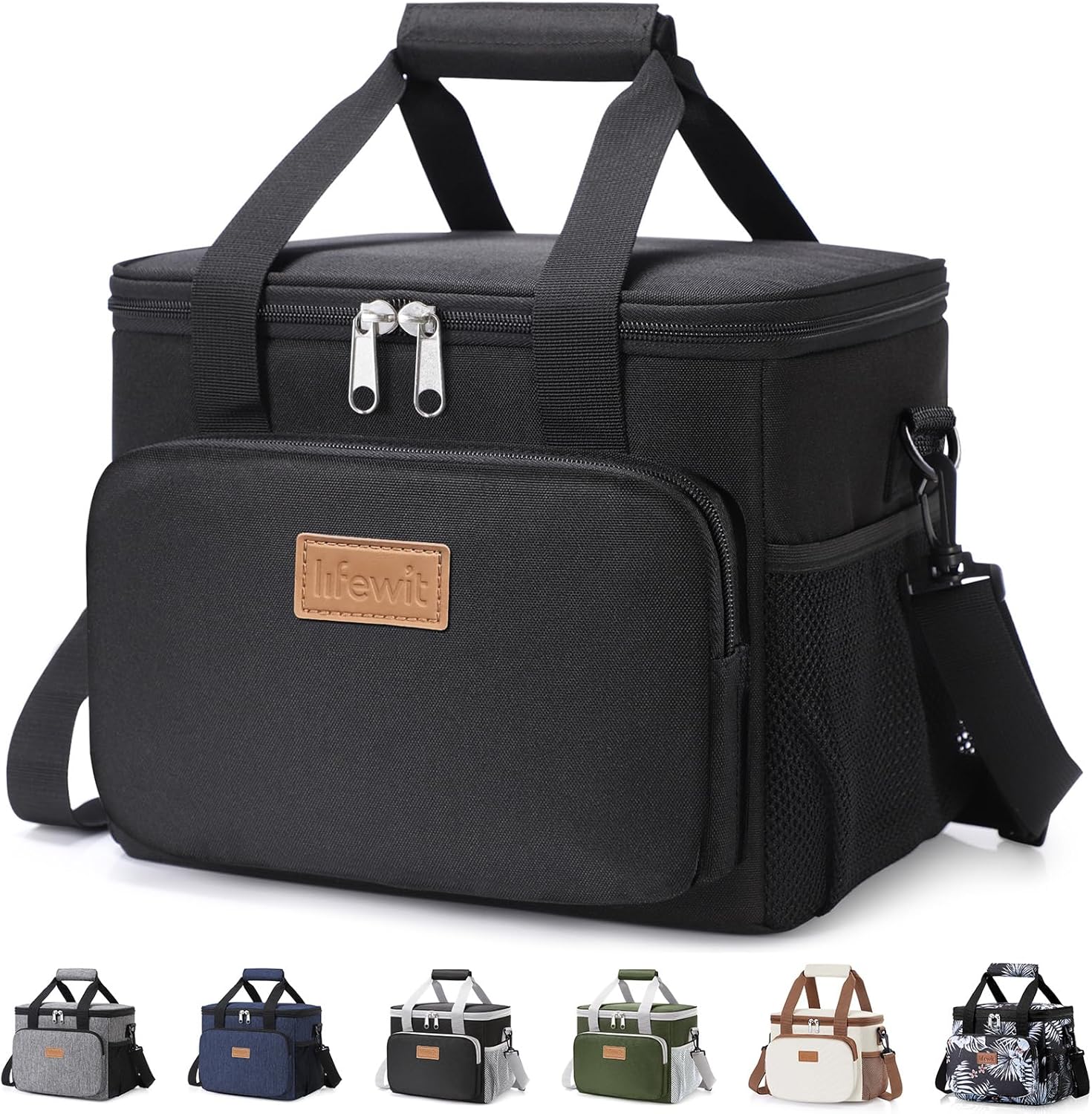 Lifewit Medium Lunch Bag, insulated soft cooler, black, 12-can 9 liter