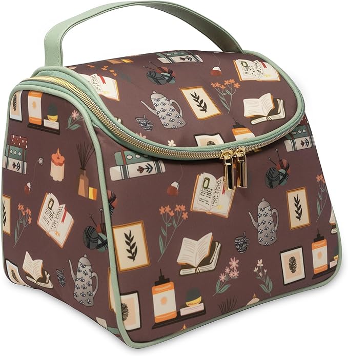 Steel Mill and Co Insulated Lunch Tote Bag, Book Nook Brown