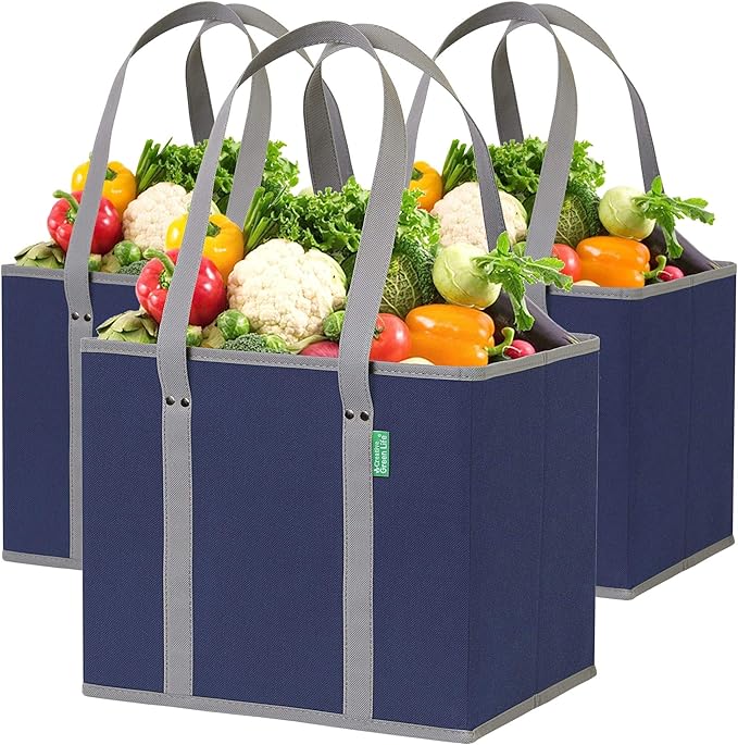 Box shape utility tote, three pack, standing upright
