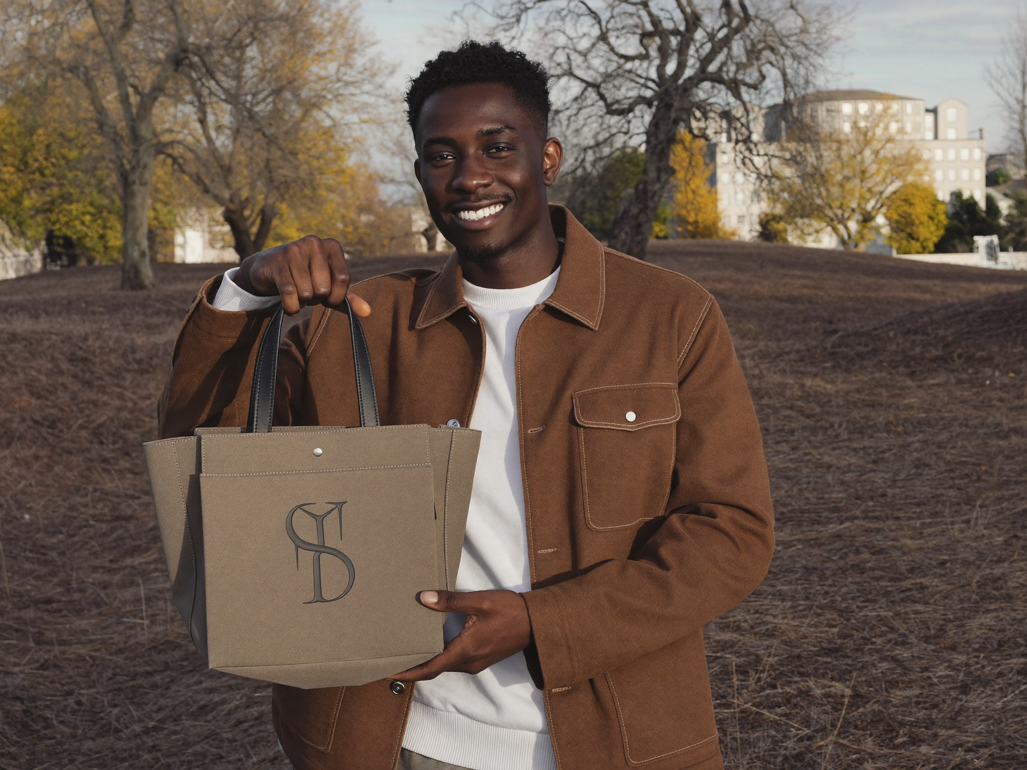 Men's canvas and leather everyday carry bags arranged together