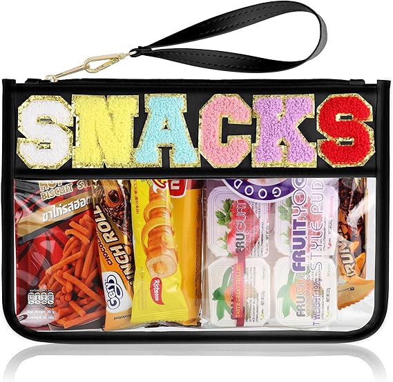 Clear chenille varsity letter flat pouch, alternate style B