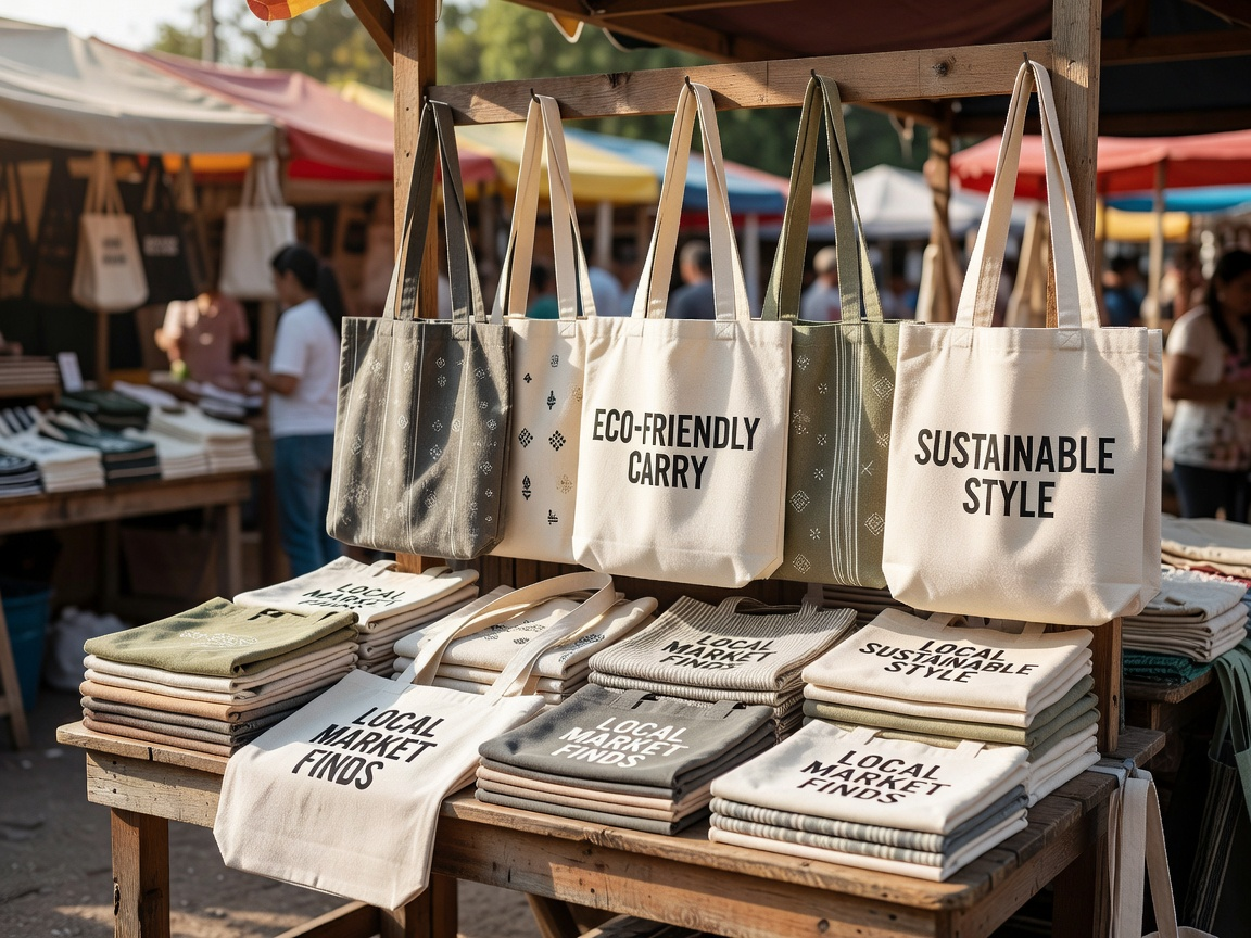 Canvas utility tote bags lined up for comparison